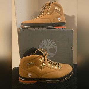 Timberland Mens Euro Hiker Brown Leather Boots In Wheat/Nubuck/Black Size 13